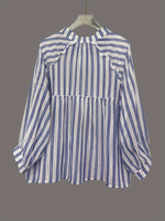 Load image into Gallery viewer, Loose Fit Long Sleeve Stripe Shirt Women N6D136