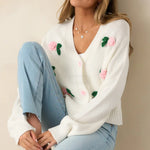 Load image into Gallery viewer, 3D Floral Button Cardigan Long Lightweight Off White N5Z697
