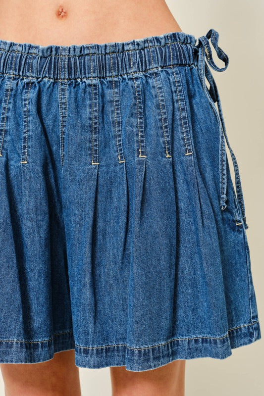 Vintage Distressed High Waist Denim A-Line Shorts N6C316