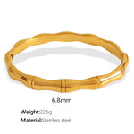 Load image into Gallery viewer, Bamboo Segments Bangle Titanium Steel Plated S5P082
