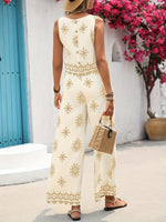 Load image into Gallery viewer, Button-Front Print Vest and Wide Leg Pants  Set N6C250