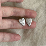Load image into Gallery viewer, Brushed Heart Earrings Women Matte Silver Simple Stud S5P890