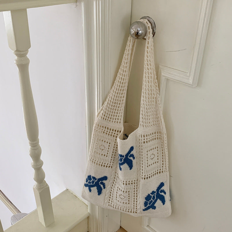 Crochet Turtle Openwork Shoulder Bag Women N6C050