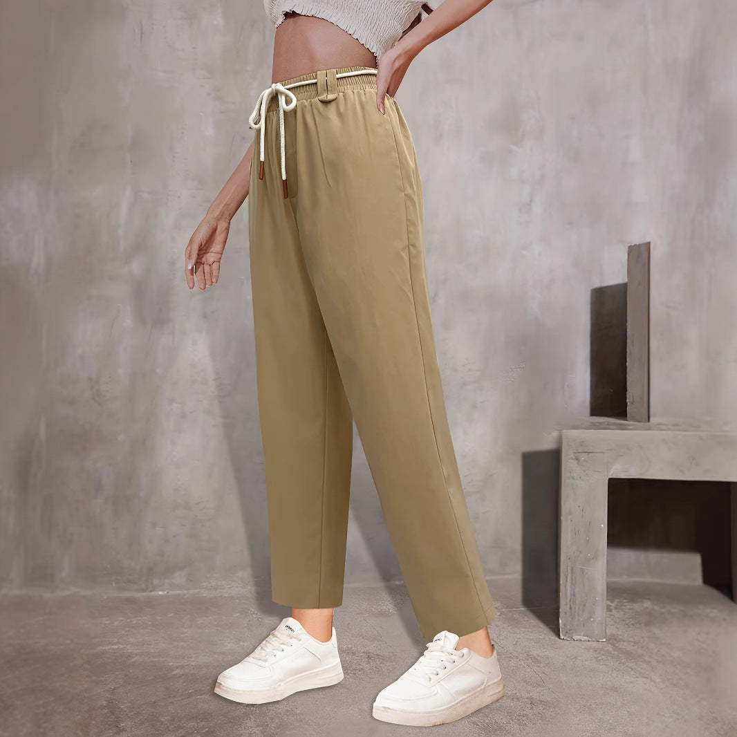 Cargo Drawstring High Pant Relaxed Lightweight Khaki N5Z611