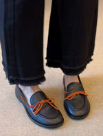 Load image into Gallery viewer, Retro Round Toe Flat Bow Slip-On Loafers Women N6C150