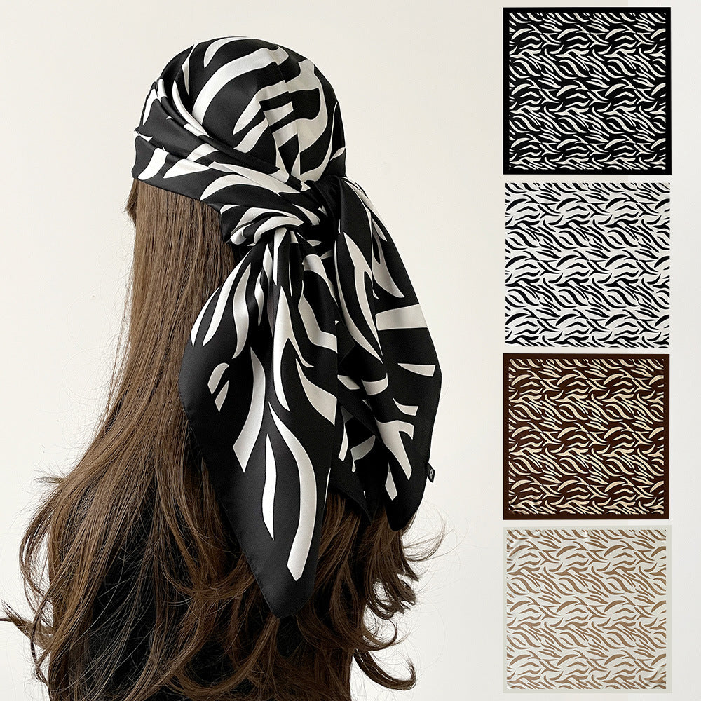 Animal Print Silk Scarf 90cm Square Lightweight Shawl N6G219