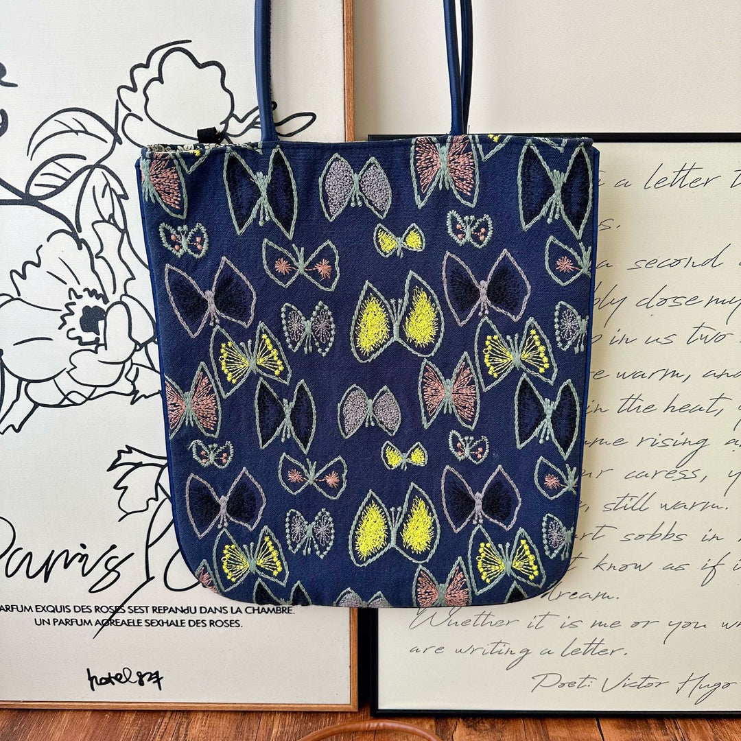 Cotton Linen Embroidered Shoulder Bag Handmade Tote N6F131