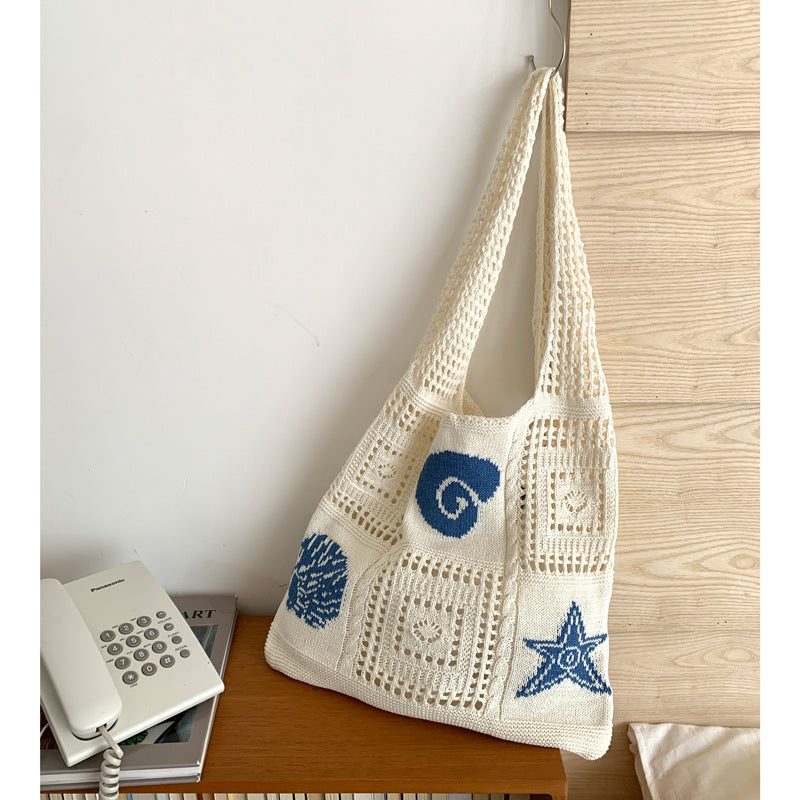 Knit Beach Bag Women Octopus Starfish N6C052