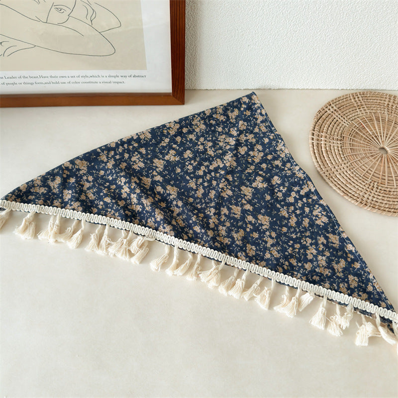 Fringe Triangle Bandana Floral Lace Scarf N6D003
