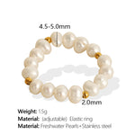 Load image into Gallery viewer, Pearl Ring Hand-Wrapped Flexible Band Gold Plated S5P028