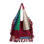 Load image into Gallery viewer, Crochet Fringe Color Block Tote Bag Women N6C046
