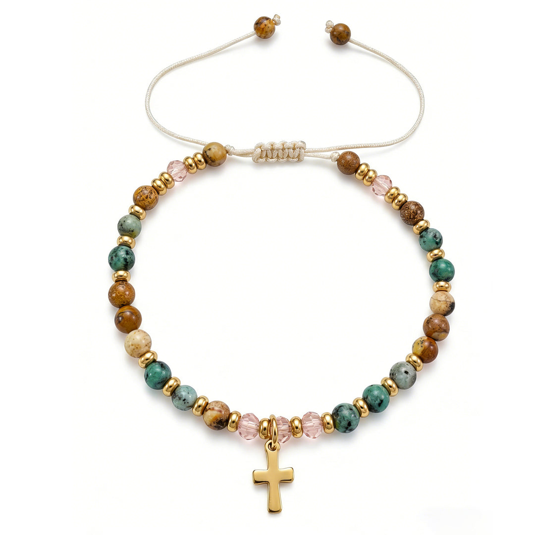 MUM Heart Pendant Adjustable Beaded Bracelet N6D532