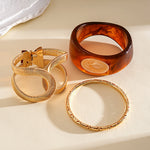 Load image into Gallery viewer, Resin Ombré Pleated Geometric Bangle Set 3-Piece N6H078