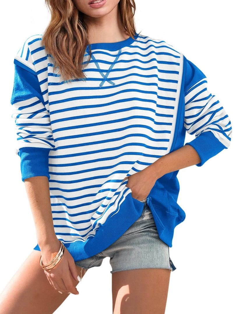 Contrast Stripe Round Sweater Mid Weight Options N5A200