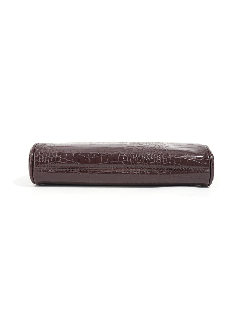 Brown Crocodile Grain Baguette Bag Women N6C033