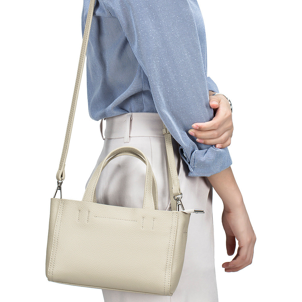 Genuine Leather Top Handle Bag Square Mini Tote N6F111