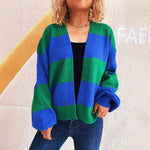 Load image into Gallery viewer, Contrast Stripe V Cardigan Mid Light Options N5Z959
