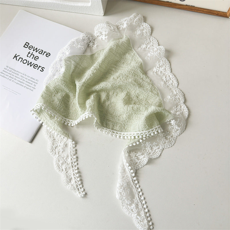 Lace Triangle Head Scarf French Wrap Women N6H134