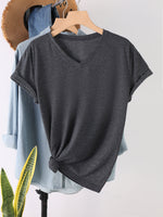 Load image into Gallery viewer, Minimalist Solid Color V-Neck T-Shirt Women N6E140