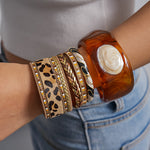 Load image into Gallery viewer, Vintage Leather Leopard Braided Magnetic Clasp Bangle N6H088