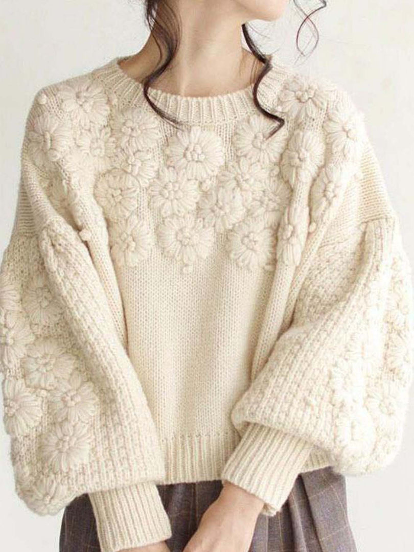 Daisy Crew Knit Mid Weight Off White N5Z682