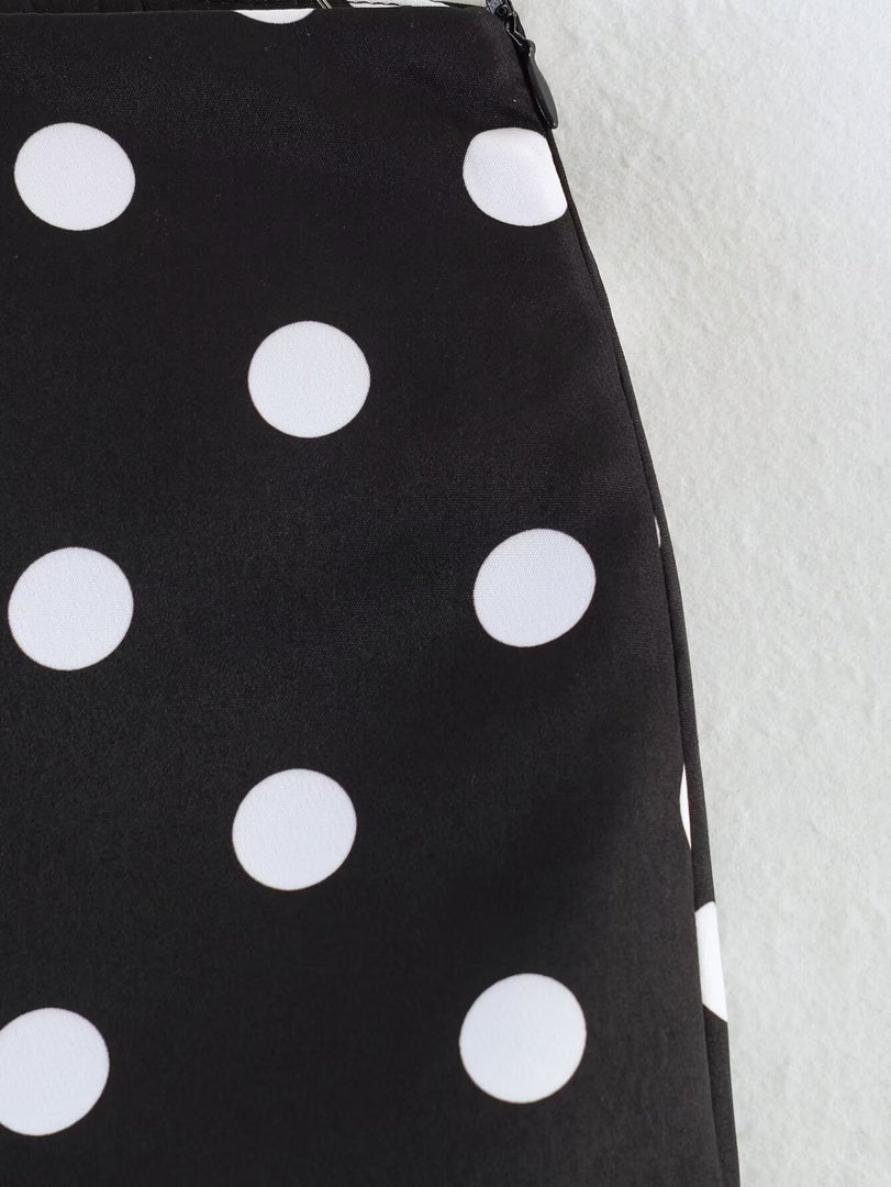 Polka Dot Mini Bodycon Skirt Black N6E155