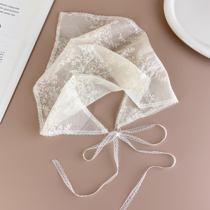 Embroidered Lace Triangle Head Scarf Women Soft N6H107