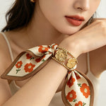 Load image into Gallery viewer, Vintage Floral Scarf 18K Ti Steel Hollow Bangle N6F279