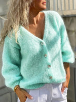 Load image into Gallery viewer, V Button Cardigan Lightweight Light blue 5Z823