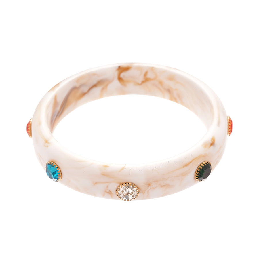 Acrylic Bracelet Rhinestone Colorful Cuff Bangle N6F045