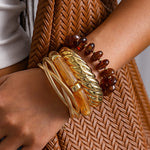 Load image into Gallery viewer, Vintage Metal Acrylic Beaded Bangle Set 4-Piece Women N6H075