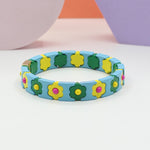 Load image into Gallery viewer, Bohemian Floral Cuff Enamel Steel Elastic DIY Plated S5P085
