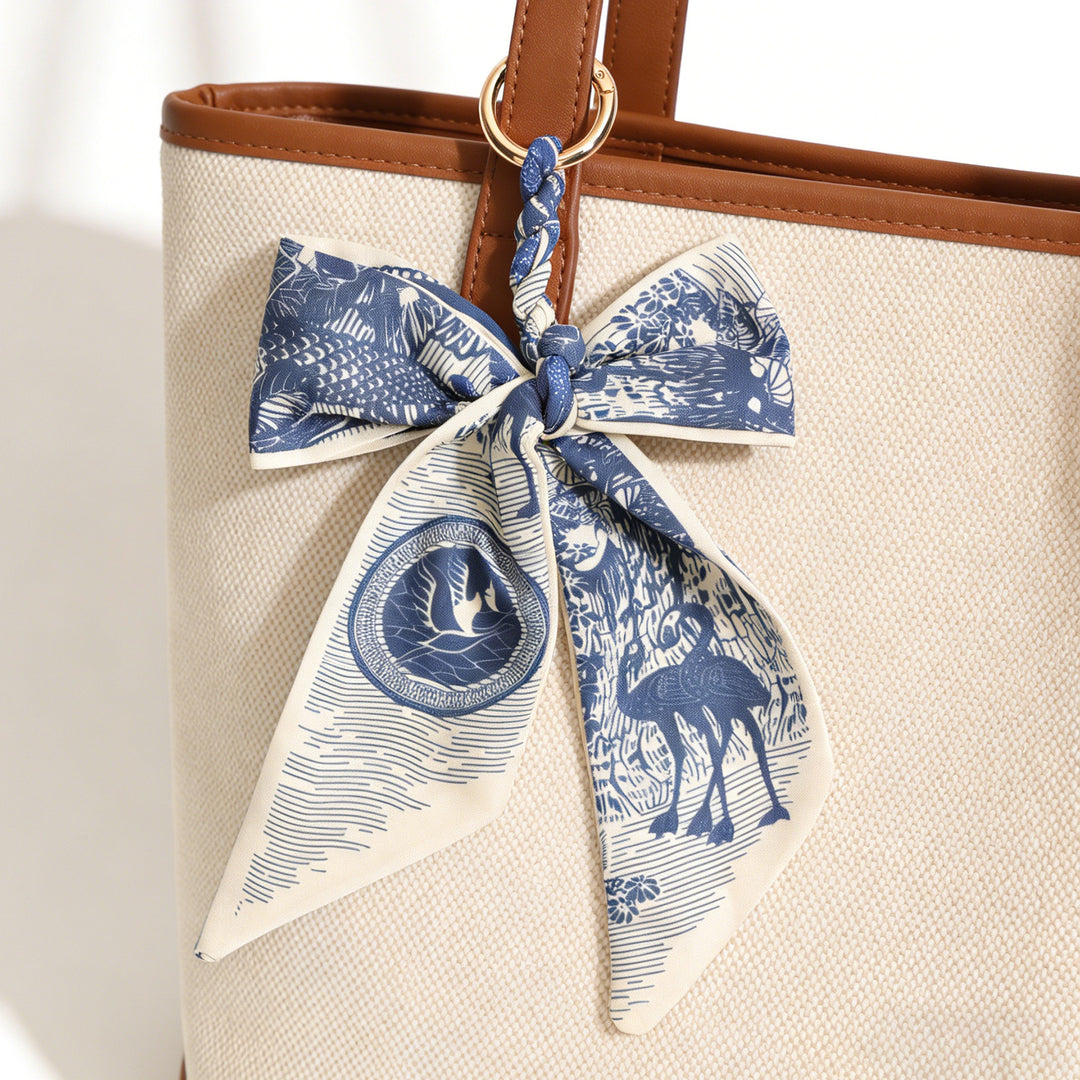 Handwoven Silk Scarf Bow Keychain Bag Charm N6G056