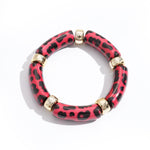 Load image into Gallery viewer, Womens Leopard Print Acrylic Beaded Bracelet N6K126