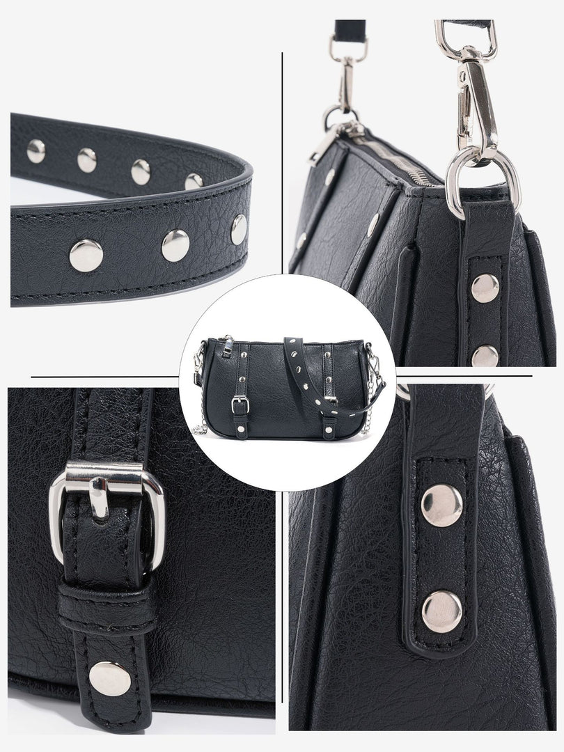 Boston Hobo Bag with Rivet and Chain Women N6C035