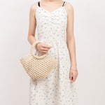Load image into Gallery viewer, Hand Woven Maple Bead Crescent Bag Drawstring Closure S5P384