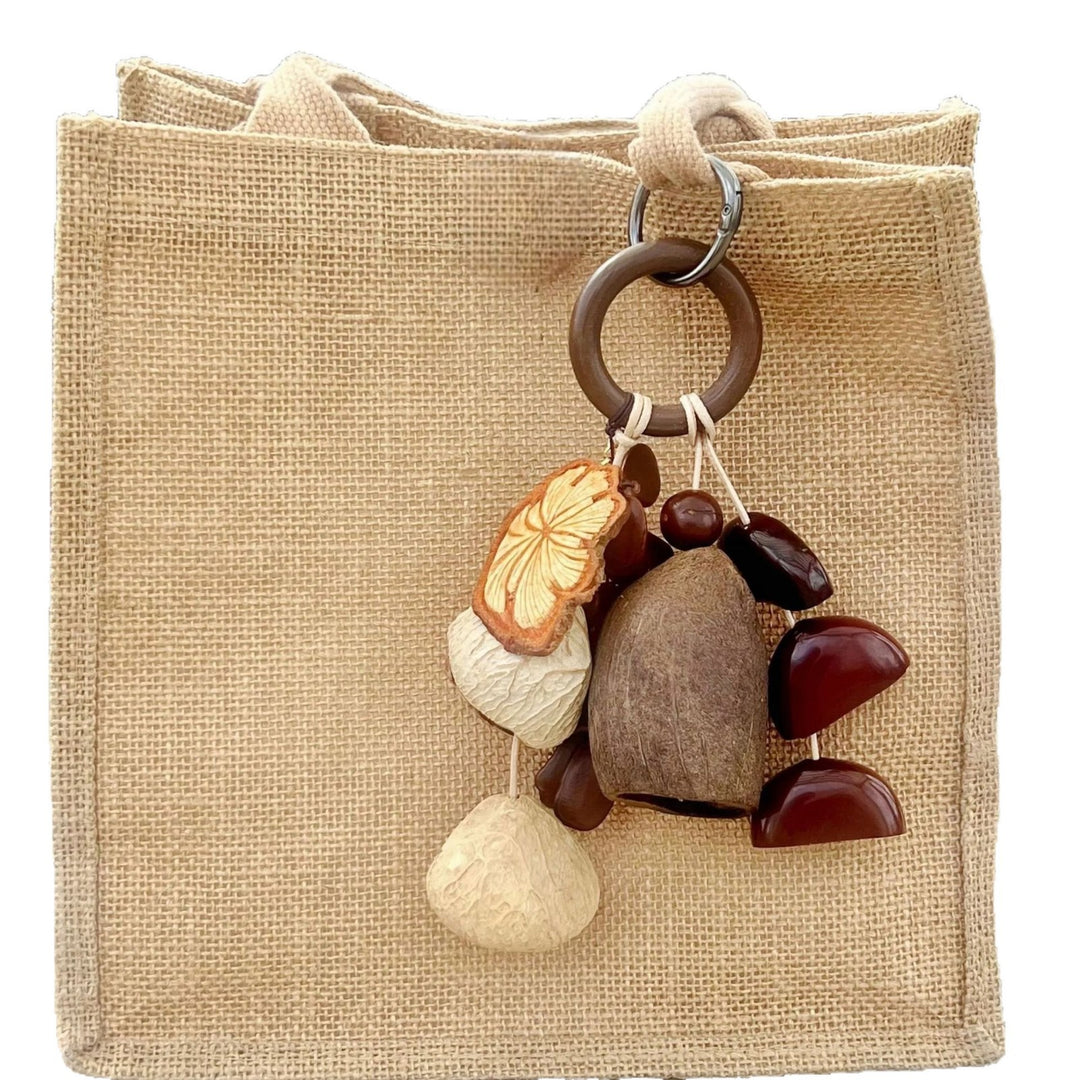 Handcrafted Seed Pod Wind Chime Bag Charm Maillard N6F309