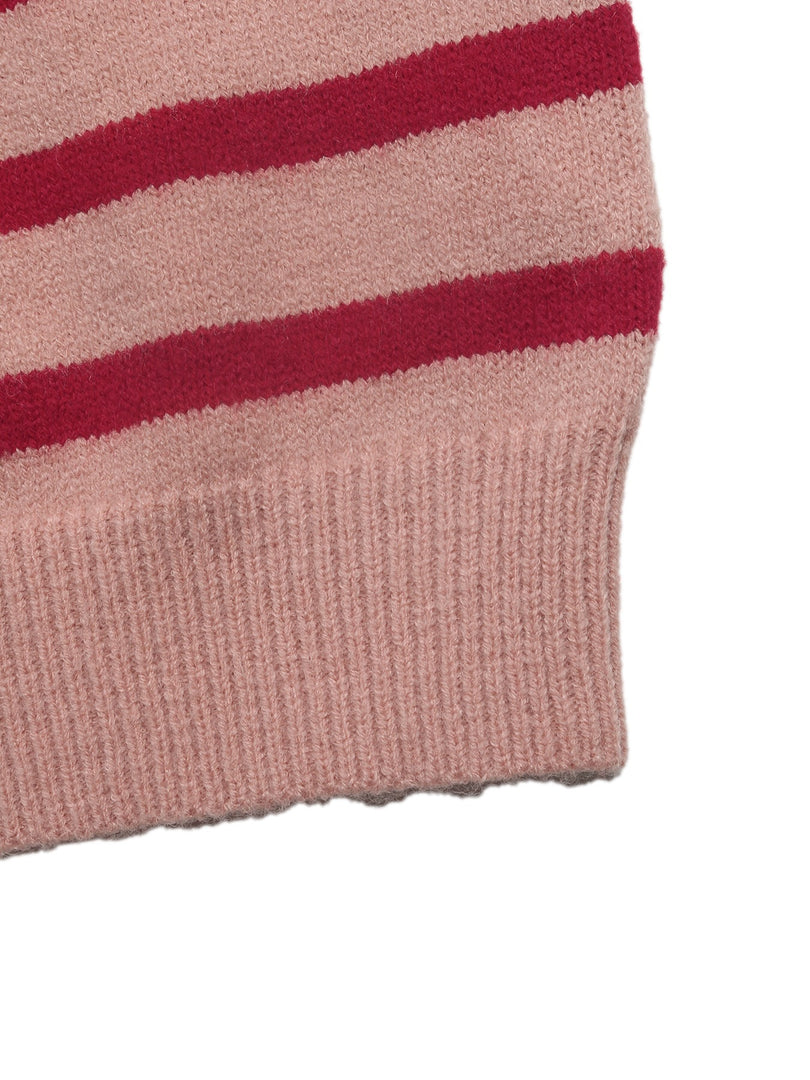 Casual Striped Round Neck Cardigan Sweater Women N6H298