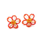Load image into Gallery viewer, Hand Braided Floral Studs Seed Beads Vintage Style S5P169