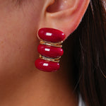 Load image into Gallery viewer, Resin Ombré Oval Steel Stud Earrings Minimalist N6H096