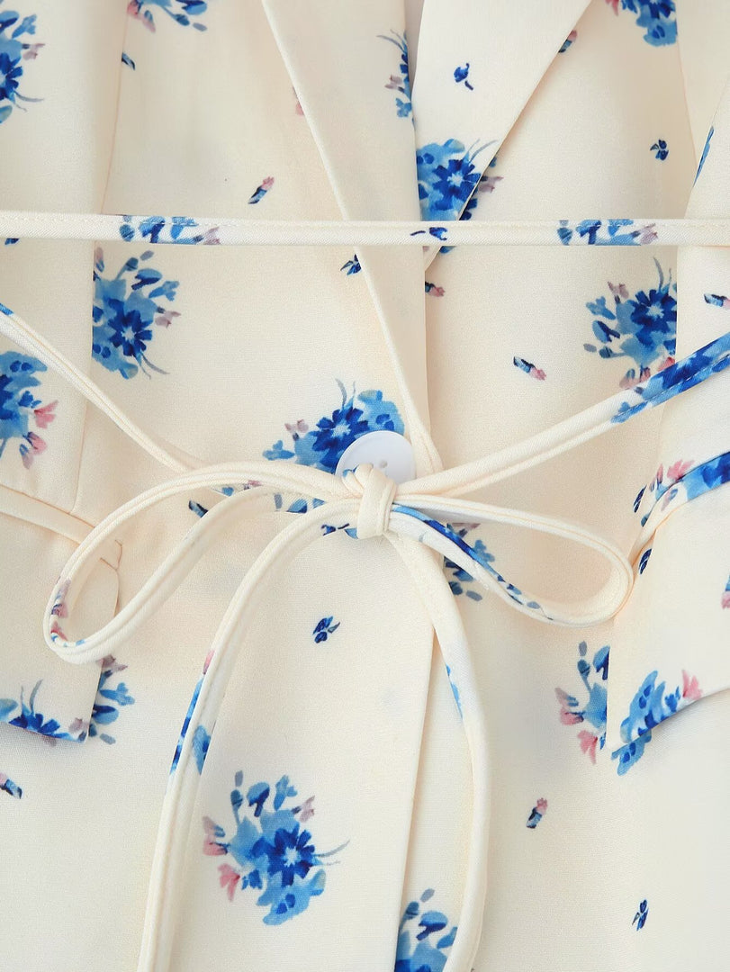 Floral Print Lapel Belted Blazer Women N6D029