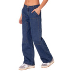 Load image into Gallery viewer, Cargo Wide Leg Jean Rivet Detail Mid-Weight N5Z169
