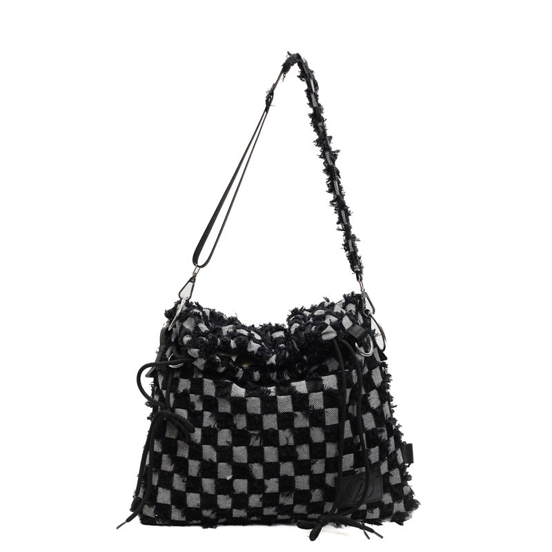 Grid Denim Convertible Backpack Multi-Position Carry  S5P295