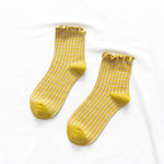 Load image into Gallery viewer, Plaid Ruffle Trim Mid-Calf Socks Women Preppy N6H006