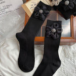 Load image into Gallery viewer, 3D Floral Solid Mid-Calf Socks Women Cotton Black N6H033