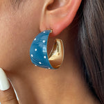 Load image into Gallery viewer, Womens Polka Dot C Shape Hoop Earrings N6K161