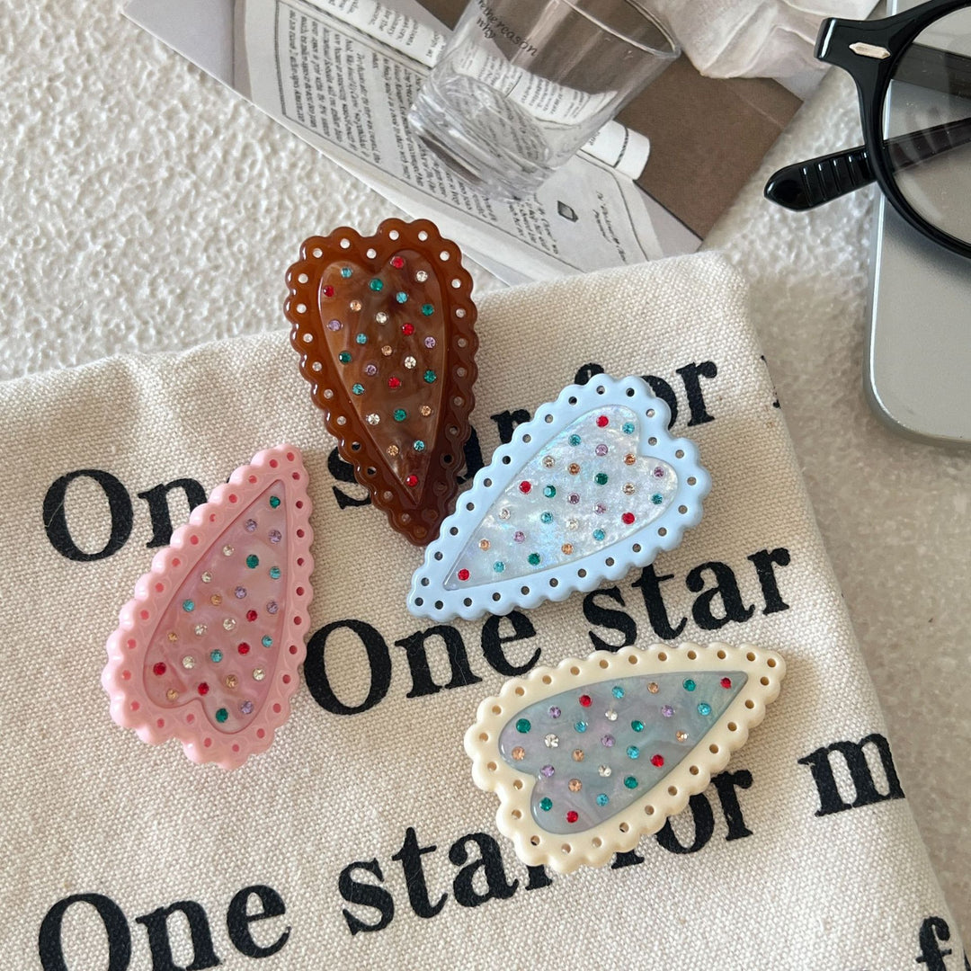 Heart Crystal Polka Dot Hair Clip N6F061