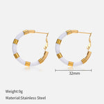 Load image into Gallery viewer, Color Drip Earrings Steel 18K Gold Geometric Round S5P088
