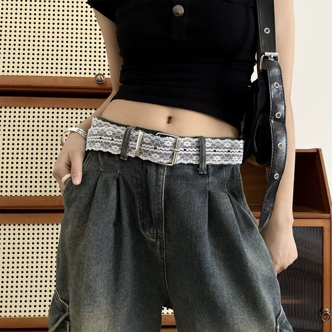 Lace Belt Women Fashion Decorative PU Needle Buckle N6H334