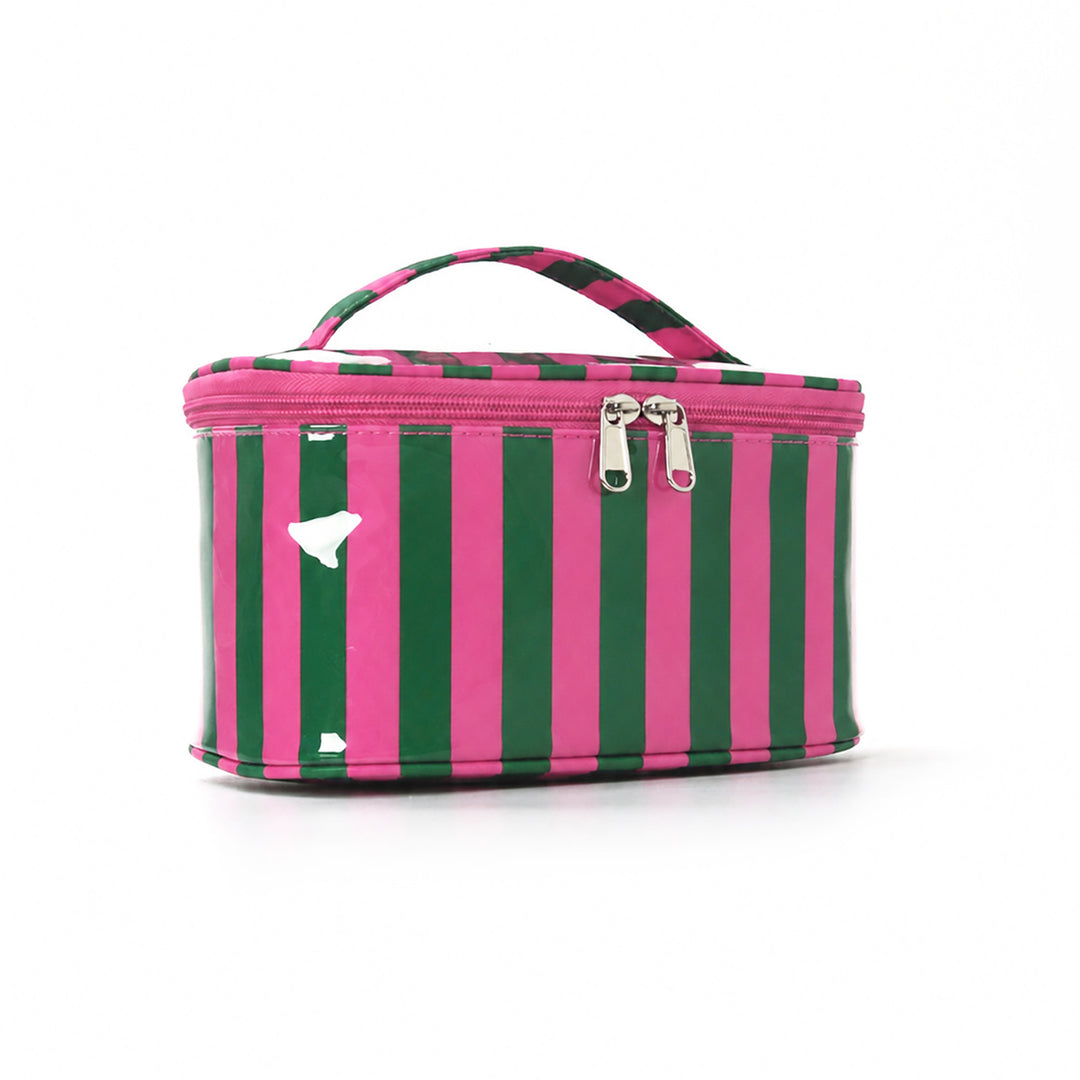 Women's Waterproof Color Block Striped PVC Cosmetic Bag N6J242